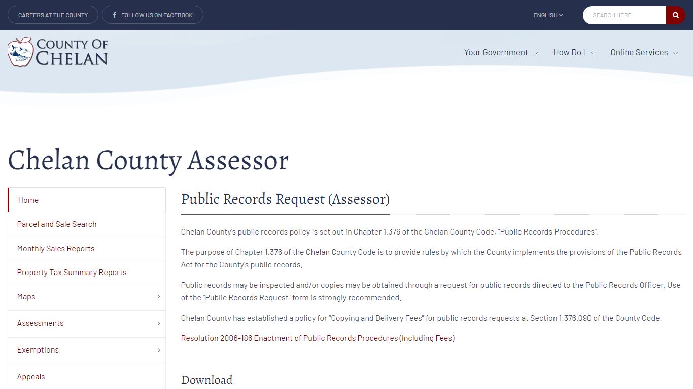 Chelan County Assessor - Public Records Request (Assessor)